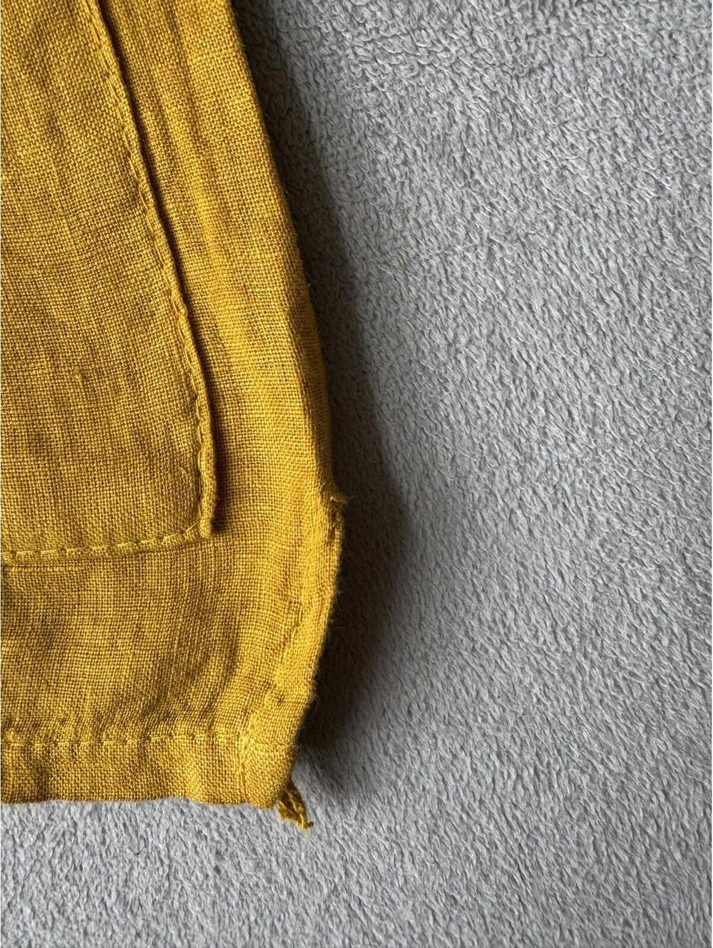 Francesca Bettini Top Women’s Large Linen Mustard Boxy Pockets Italy Lagenlook - Picture 4 of 7